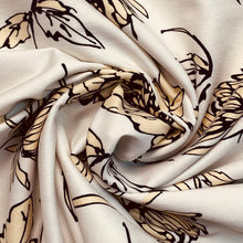 Load image into Gallery viewer, Chrysanthemums Leaf Vine Printed Rayon Woven Fabric- Light Background