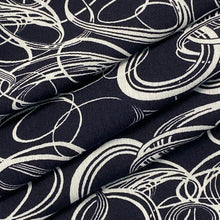 Load image into Gallery viewer, Rayon Woven Fabric- Navy and White Rings
