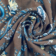 Load image into Gallery viewer, Rayon Woven Fabric - Brown and Blue Paisley Print