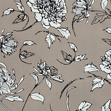 Load image into Gallery viewer, Chrysanthemums Leaf Vine Printed Rayon Woven Fabric- Dark Background