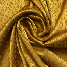 Load image into Gallery viewer, Damask Polyester Satin Woven Fabric- Yellow Gold Leopard Print
