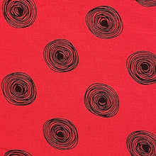 Load image into Gallery viewer, Rayon Knits- Red and Black Spiral Dots