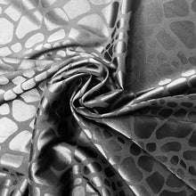 Load image into Gallery viewer, Damask Polyester Satin Woven Fabric - Cobblestone Print - Black