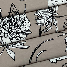 Load image into Gallery viewer, Chrysanthemums Leaf Vine Printed Rayon Woven Fabric- Dark Background