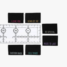 Load image into Gallery viewer, Metallic Side Seam (Black) Woven Labels | pack of 6 labels