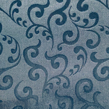 Load image into Gallery viewer, Damask Polyester Satin Woven Fabric- Spirals- Blue