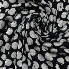Load image into Gallery viewer, Double Knit Polester Rayon Fabric- Black and Grey Polka Dots