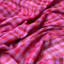 Load image into Gallery viewer, Double Cotton Gauze- Double Sided Plaid - Red & Pink
