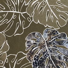Load image into Gallery viewer, Crêpe Georgette Woven Fabric- Leopard Monstera Leaf