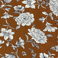 Load image into Gallery viewer, Brown & White Floral Print Chiffon Woven Fabric