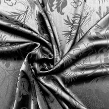 Load image into Gallery viewer, Damask Polyester Satin Woven Fabric- Black Floral