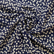 Load image into Gallery viewer, Blue & White Floral Print Chiffon Woven Fabric