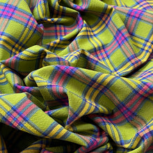 Load image into Gallery viewer, Polyester Woven Fabric - Green/ Pink Plaid