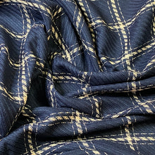 Load image into Gallery viewer, Polyester Woven Fabric - Navy/Beige Plaid