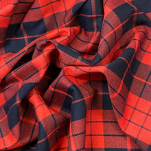 Load image into Gallery viewer, Wool Blend Flannel Plaid - Red/Black Tartan