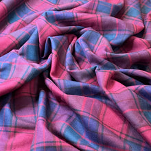 Load image into Gallery viewer, Wool Blend Flannel Plaid - Wine Red/Teal Tartan