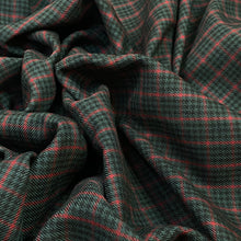 Load image into Gallery viewer, Wool-like Polyester Woven Fabric - Windowpane Houndstooth Plaid (Green/Black/Red)