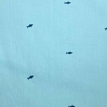 Load image into Gallery viewer, Cotton Poplin Woven Fabric - Mint Shark Silhouette