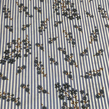 Load image into Gallery viewer, Blue and White Stripe Lightweight Cotton Shirting w/Floral Sprigs