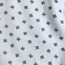 Load image into Gallery viewer, Cotton Oxford Shirting - Crisp White with Indigo Geometric Knots