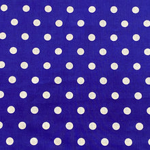 Load image into Gallery viewer, Lightweight Cotton Broadcloth - Cobalt Blue with White Polka Dots