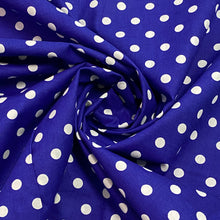 Load image into Gallery viewer, Lightweight Cotton Broadcloth - Cobalt Blue with White Polka Dots