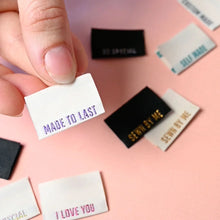 Load image into Gallery viewer, Metallic Side Seams (Cream) Woven Labels by KATM | Pack of 6 Labels
