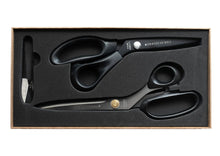 Load image into Gallery viewer, Midnight Edition LIGHTWEIGHT Gift Set, 10” Lightweight Fabric Shears, 9" Lightweight Pinking Shears, Thread Snip