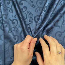 Load and play video in Gallery viewer, Damask Polyester Satin Woven Fabric- Spirals- Blue