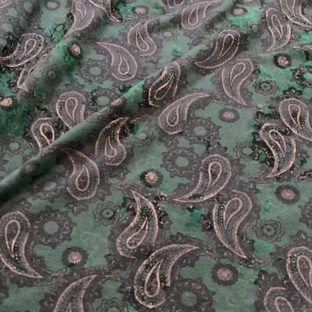 Paisley Print Velvet Knit Fabric- Teal – Empire Make Space