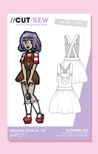 Load image into Gallery viewer, CUT/SEW Beginner Friendly Bear Pinafore Sewing Pattern Front Tag