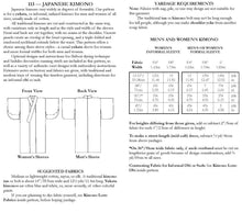 Load image into Gallery viewer, Photo of back cover showing yardage charts and size chart. Fabric suggestions are included.