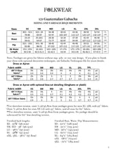 Load image into Gallery viewer, image of sizing and yardage chart for 121 Guatemalan Gabacha.