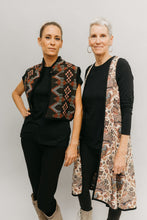Load image into Gallery viewer, Photo of two women standing side by side in two Views of Greek Vests. Woman on left is wearing Short Greek Vest and woman on right wears Long Greek Vest.