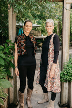 Load image into Gallery viewer, Photo of two women standing outdoors side by side. Woman on left wears Short Greek Vest and woman on right wears Long Greek Vest.