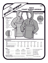 Load image into Gallery viewer, image of pattern cover for men's coastal range anorak.