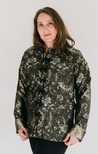 Load image into Gallery viewer, Brunette white woman standing in in front of a white studio backdrop wearing #145 Chinese Pajama Jacket