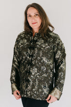Load image into Gallery viewer, Brunette white woman standing in in front of a white studio backdrop wearing #145 Chinese Pajama jacket