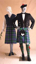 Load image into Gallery viewer, photo of two men and womens Scottish kilt and full dress on mannequins