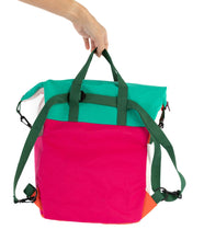 Load image into Gallery viewer, Upcycle fabric remnants to make a funky convertible backpack