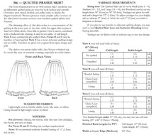 Load image into Gallery viewer, Photo of back cover shows size and yardage chart. Includes fabric suggestions and description.
