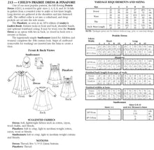 Load image into Gallery viewer, Photo of back cover showing yardage charts and size chart. Fabric suggestions are included.