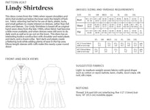 Load image into Gallery viewer, Photo of back cover shows size and yardage chart. Includes fabric suggestions and description.