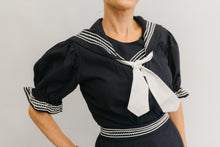 Load image into Gallery viewer, Close up of the 253 Vintage Bathing Costume top with a contrasting tie scarf.