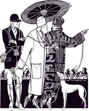 Load image into Gallery viewer, Pen and ink illustration of two women wearing the spectator coat.
