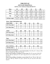 Load image into Gallery viewer, Sizing and yardage requirements chart for a Greek Island dress by Folkwear.