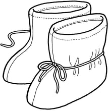 Load image into Gallery viewer, pen and ink drawing of a pair of adult insulated booties or slippers