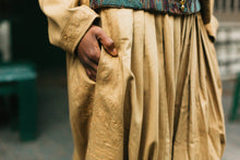 Load image into Gallery viewer, Close-up of gold embroidered (cording) Algerian Suit pants pocket with a blurred background