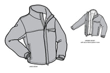 Load image into Gallery viewer, drawing of a lined jacket with front zipper and a layered jacket with a zipin fleece jacket