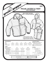 Load image into Gallery viewer, image of cover of sewing pattern for for 509 Polar Jacket and vest for children.